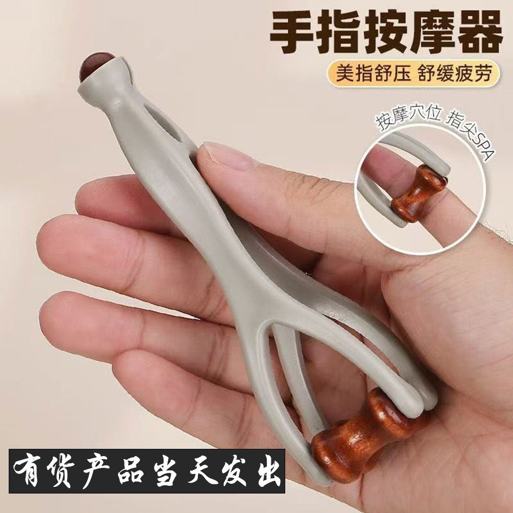 Solid Wood Finger Meridian Massage Comb, Multifunctional Hand Joint Massage Stick, Roller Acupoint Dredging Meridian Comb, Universal - image 1