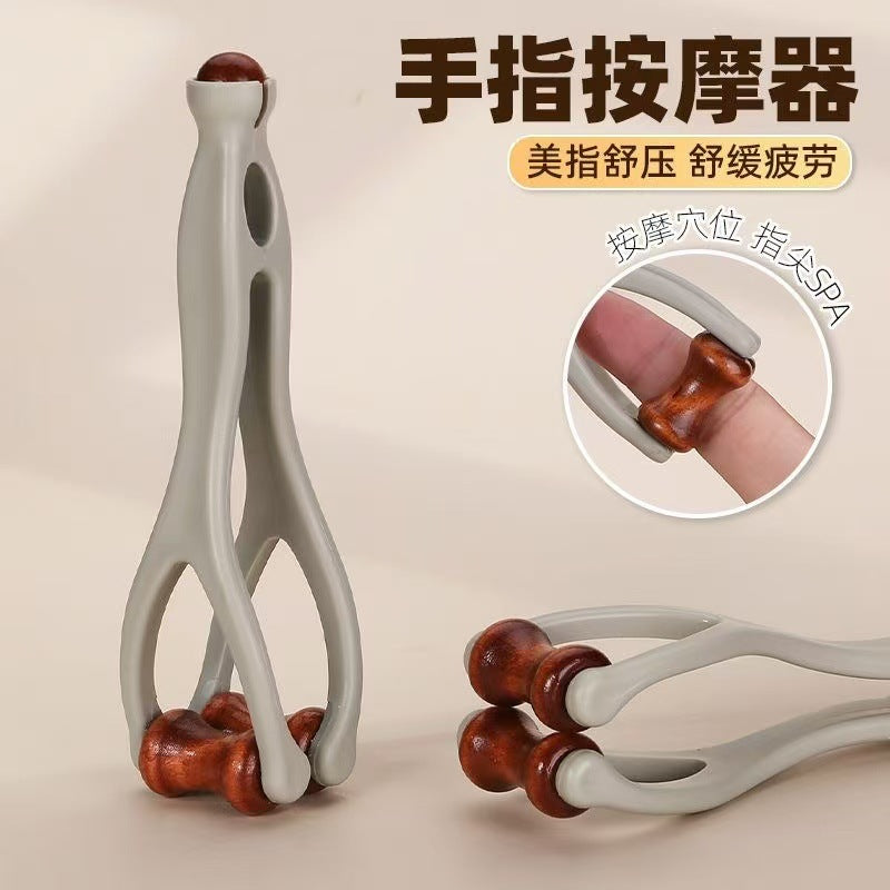 Solid Wood Finger Meridian Massage Comb, Multifunctional Hand Joint Massage Stick, Roller Acupoint Dredging Meridian Comb, Universal - image 2
