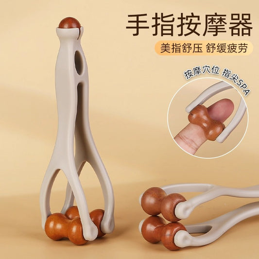 New Solid Wood Multifunctional Finger Massager Massage Stick Roller to Dredge Meridians Portable Kneading Finger Massage Clip - image 1