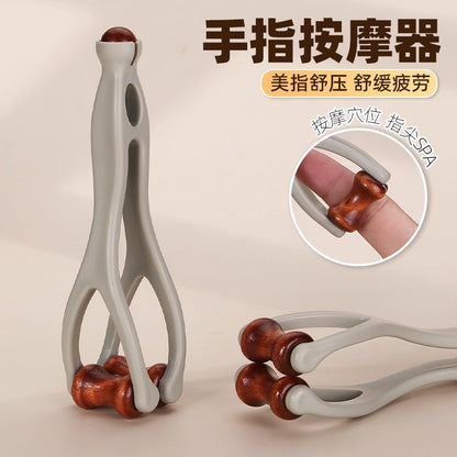 New Solid Wood Multifunctional Finger Massager Massage Stick Roller to Dredge Meridians Portable Kneading Finger Massage Clip - image 3