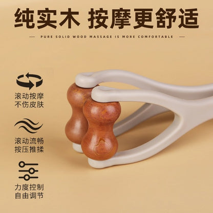 New Solid Wood Multifunctional Finger Massager Massage Stick Roller to Dredge Meridians Portable Kneading Finger Massage Clip - image 4