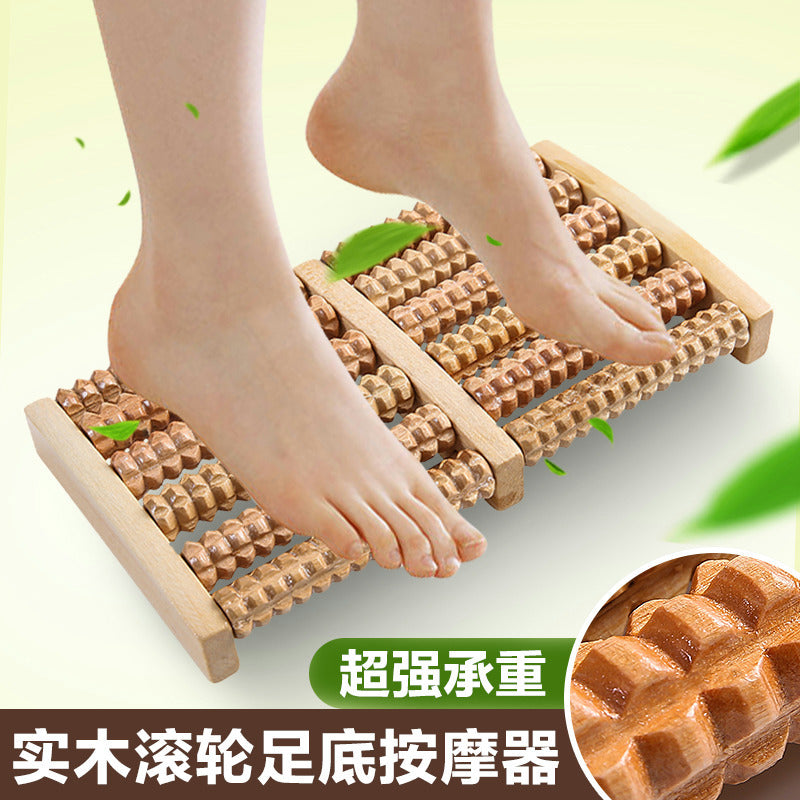 Spot Wooden Five-Row Foot Massage Foot Massager Roller Type Foot Foot Acupoint Foot Leg Wholesale - image 1