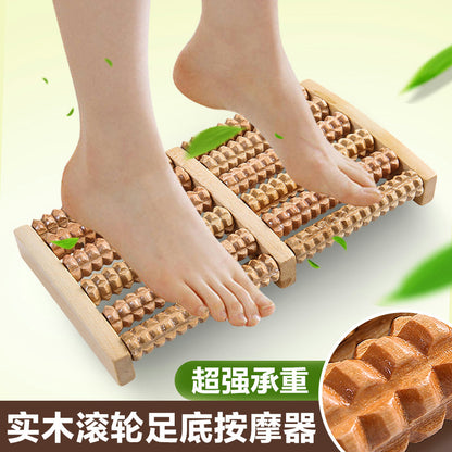 Spot Wooden Five-Row Foot Massage Foot Massager Roller Type Foot Foot Acupoint Foot Leg Wholesale - image 1