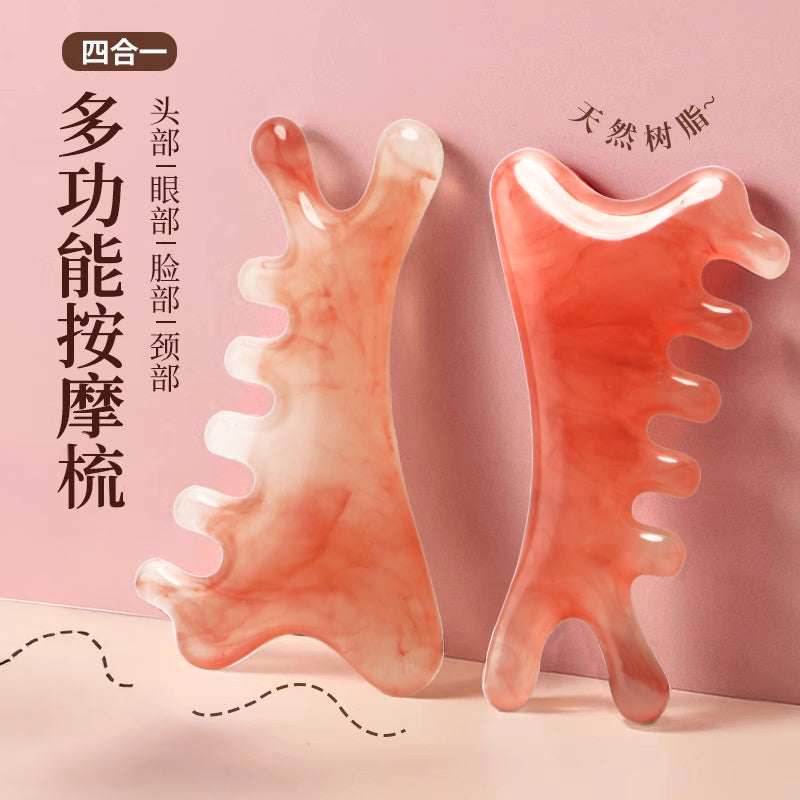 Natural Resin Four-In-One Double-Sided Scraping Board Facial Lifting and Firming Massager Facial Neck Shoulder and Neck Massager - image 1