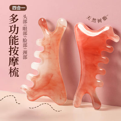 Natural Resin Four-In-One Double-Sided Scraping Board Facial Lifting and Firming Massager Facial Neck Shoulder and Neck Massager - image 1