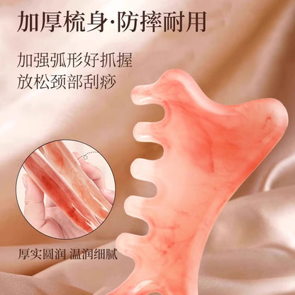 Natural Resin Four-In-One Double-Sided Scraping Board Facial Lifting and Firming Massager Facial Neck Shoulder and Neck Massager - image 2