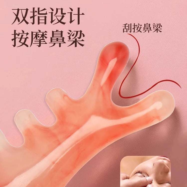 Natural Resin Four-In-One Double-Sided Scraping Board Facial Lifting and Firming Massager Facial Neck Shoulder and Neck Massager - image 3