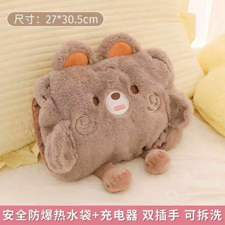 National Standard Hot Water Bottle Explosion-Proof Removable Plush Hot Water Bottle Winter Cartoon Hand Warmer Baby Warmer Factory Direct Supply - image 4