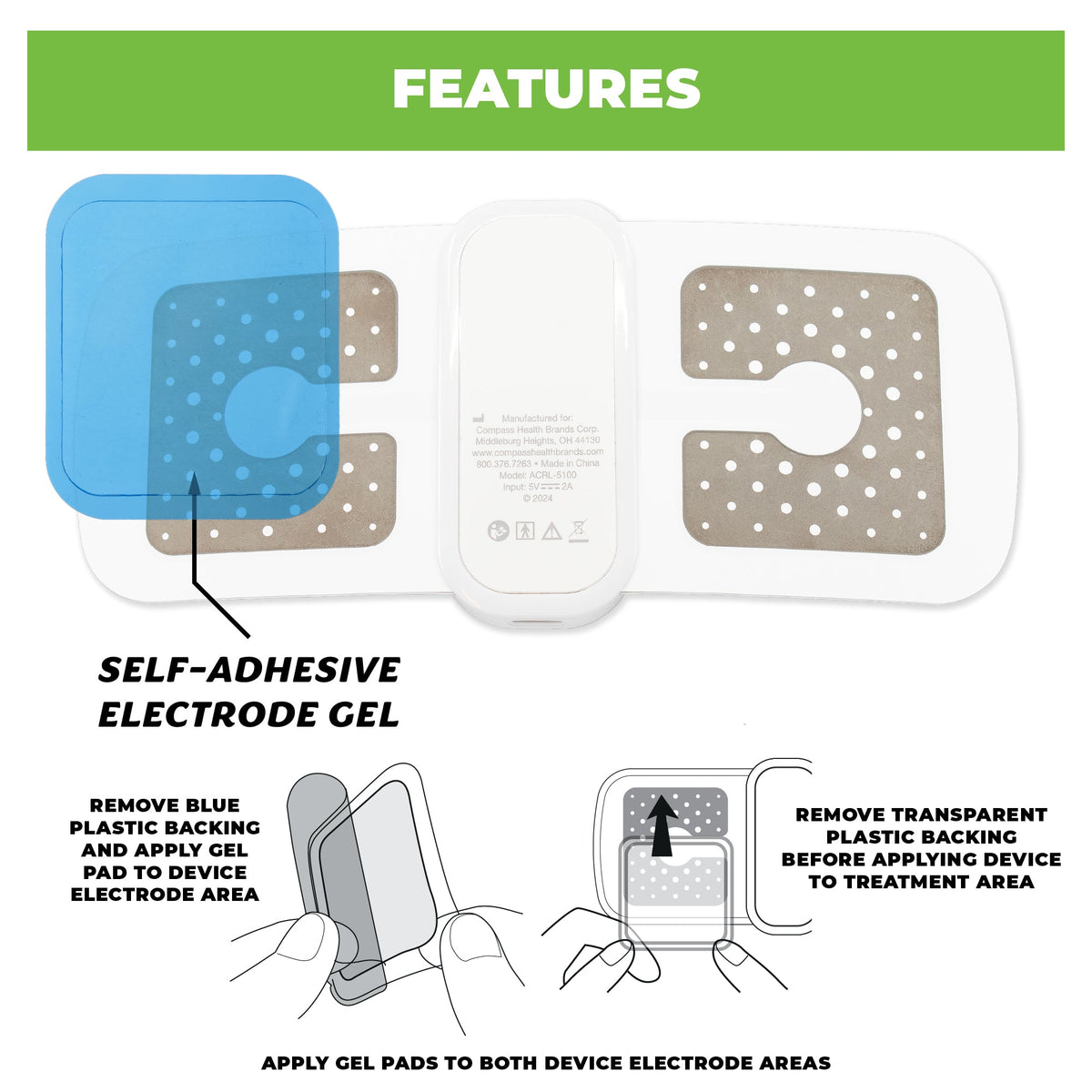 AccuRelief Menstrual Pain Relief TENS Unit Replacement Pads