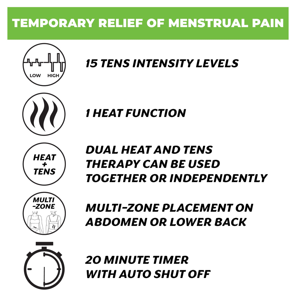 AccuRelief Period Pain TENS Unit with Heat