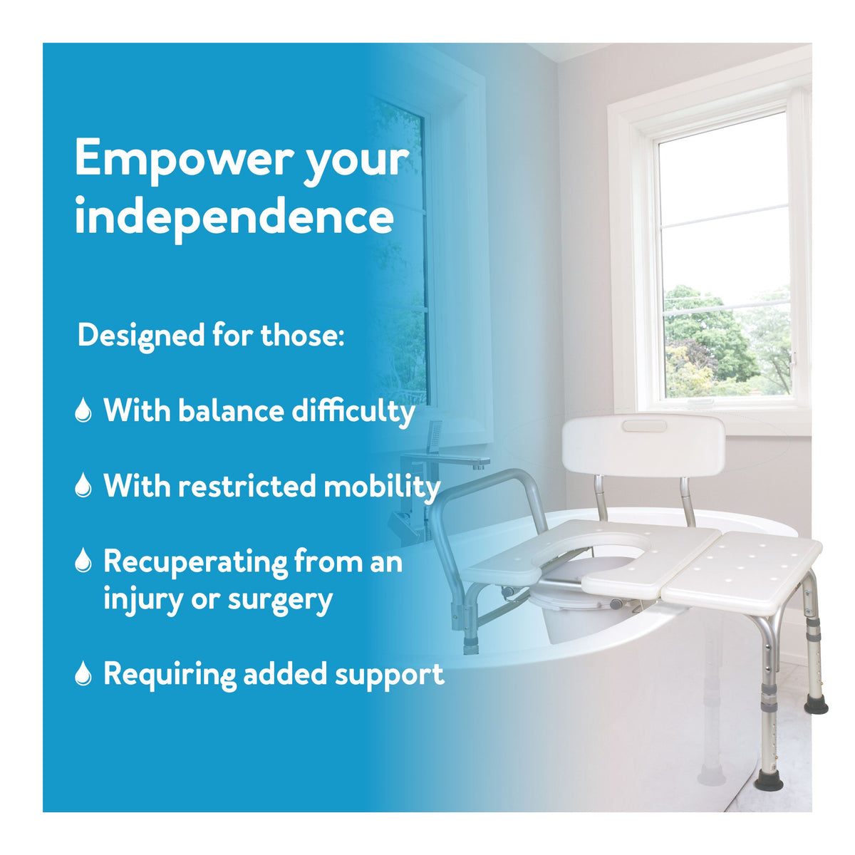 Carex Bathtub Transfer Bench With Opening & Bucket