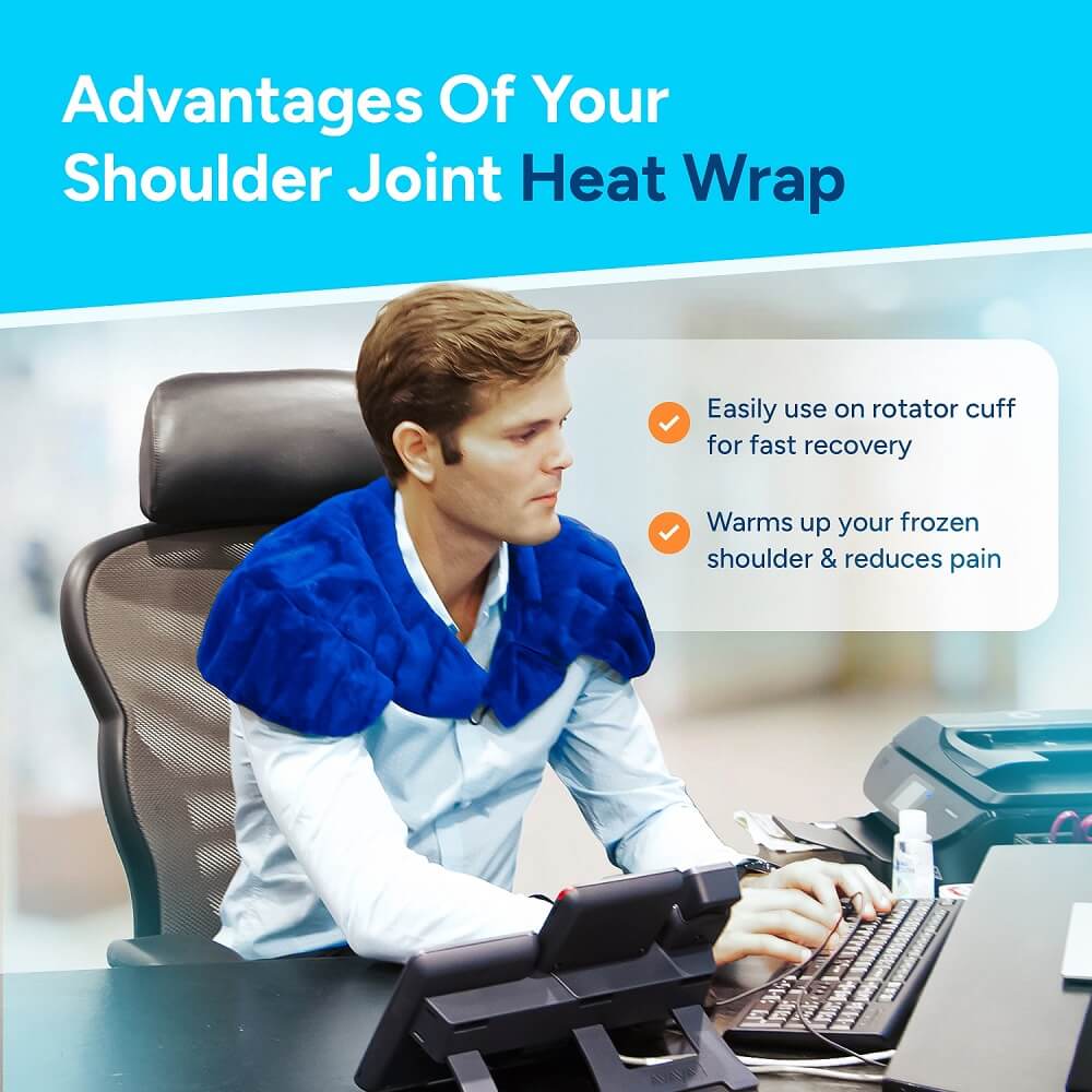 Shoulder Joint Heat Wrap for Rotator Cuff and Frozen Shoulder, Royal Blue
