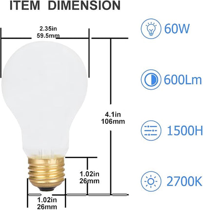 A19 Incandescent Light Bulbs – Standard E26 Household Ceiling & Table Lamp Bulbs, Soft Warm White