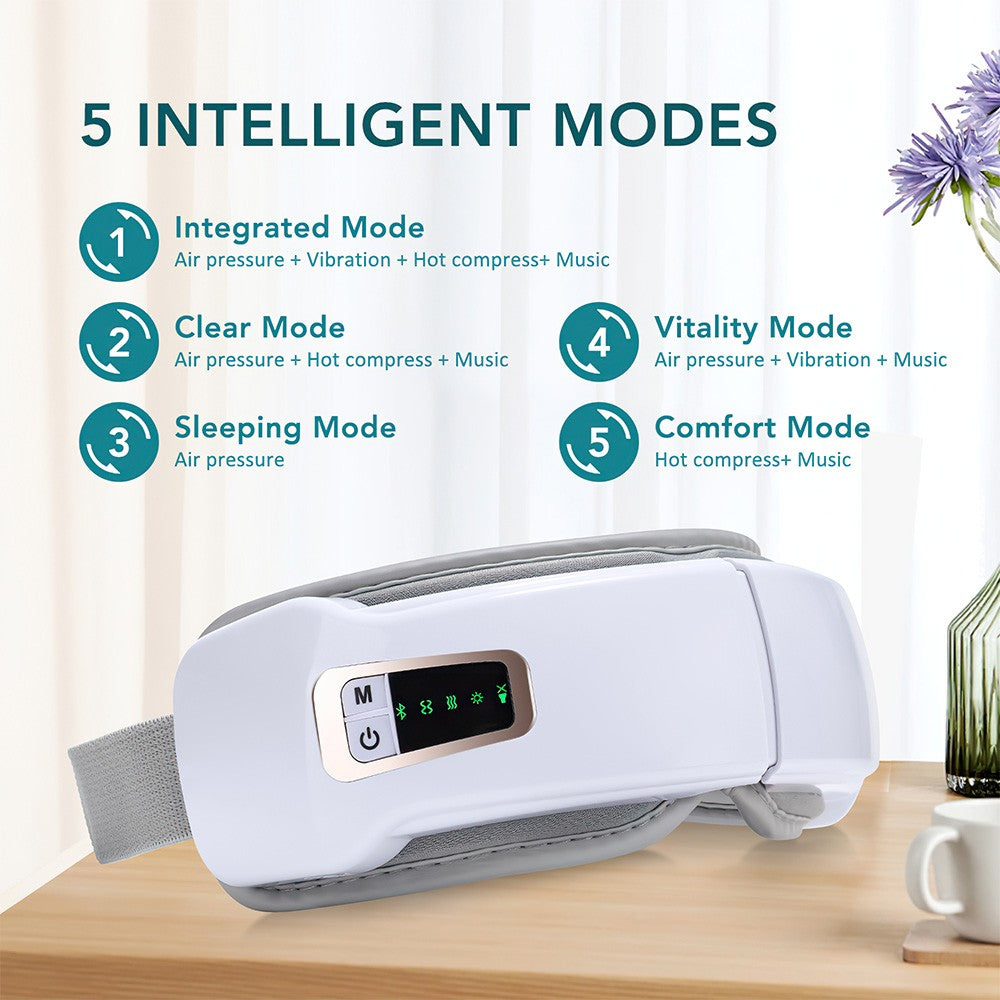 Smart Eye Massager With Vibration,Heat,Airbag Compression & Bluetooth Music