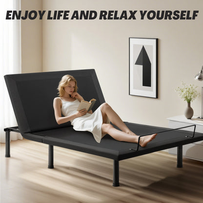 Adjustable Bed Frame with Massage & Remote – USB, LED Light, Twin to King Sizes