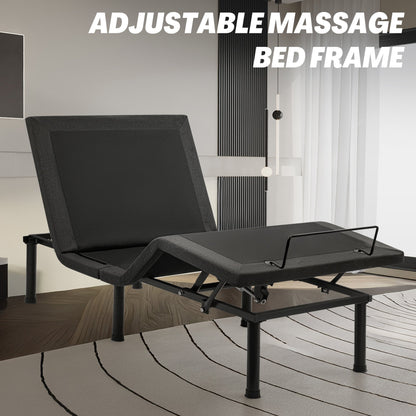 Adjustable Bed Frame with Massage & Remote – USB, LED Light, Twin to King Sizes