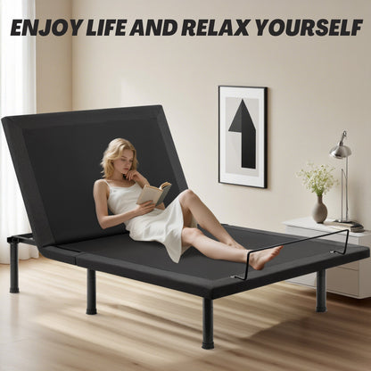Adjustable Bed Frame with Massage & Remote – USB, LED Light, Twin to King Sizes