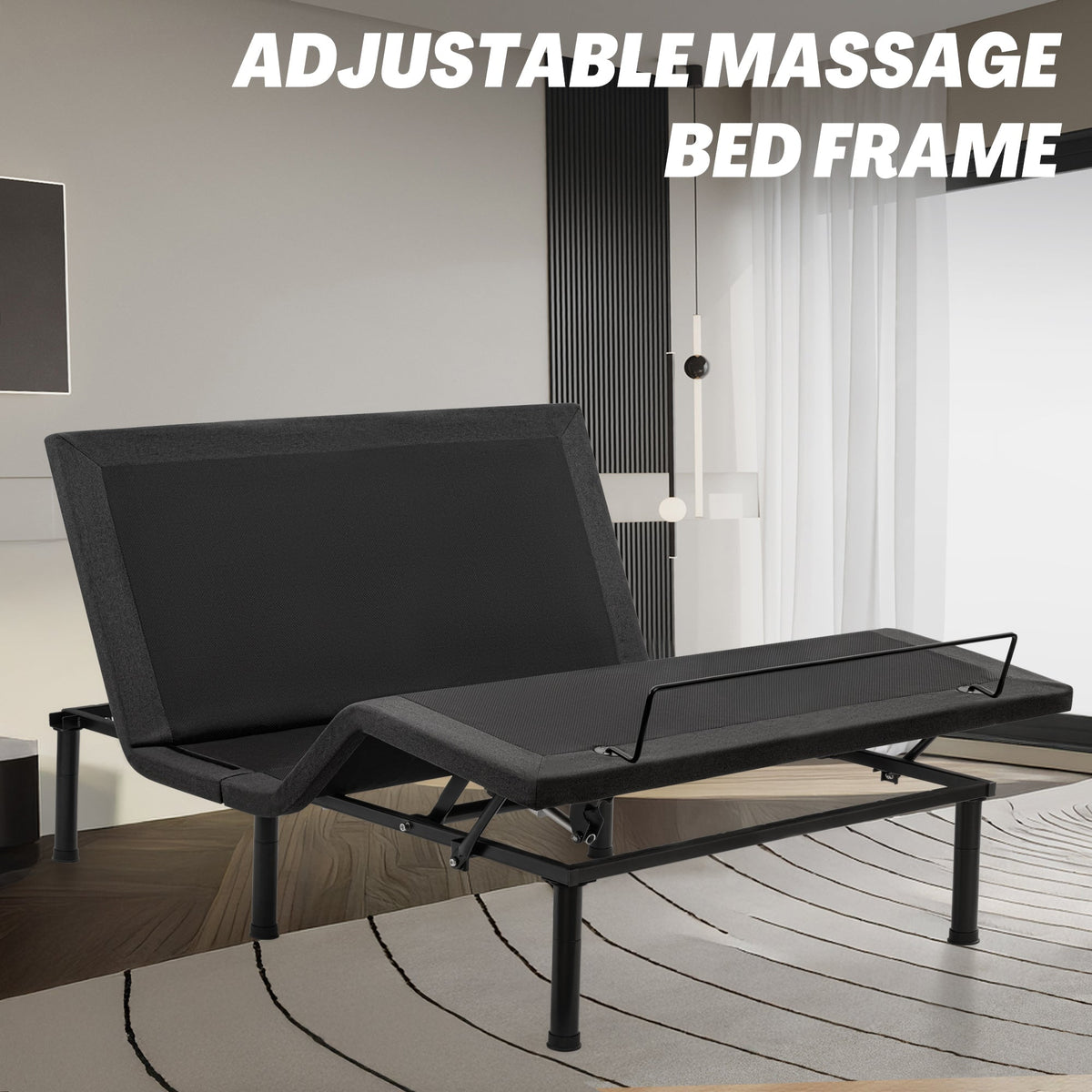 Adjustable Bed Frame with Massage & Remote – USB, LED Light, Twin to King Sizes