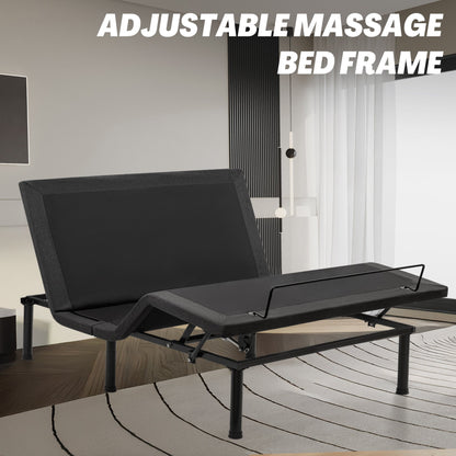 Adjustable Bed Frame with Massage & Remote – USB, LED Light, Twin to King Sizes