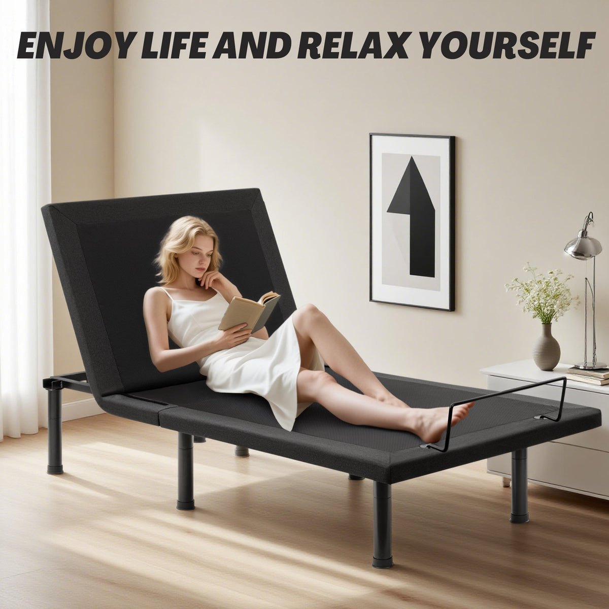 Adjustable Bed Frame with Massage & Remote – USB, LED Light, Twin to King Sizes