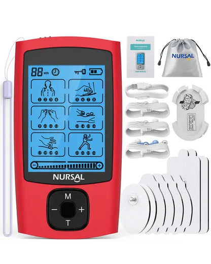 24 Modes TENS Unit Muscle Stimulator, Red Color, Rechargeable Electronic…