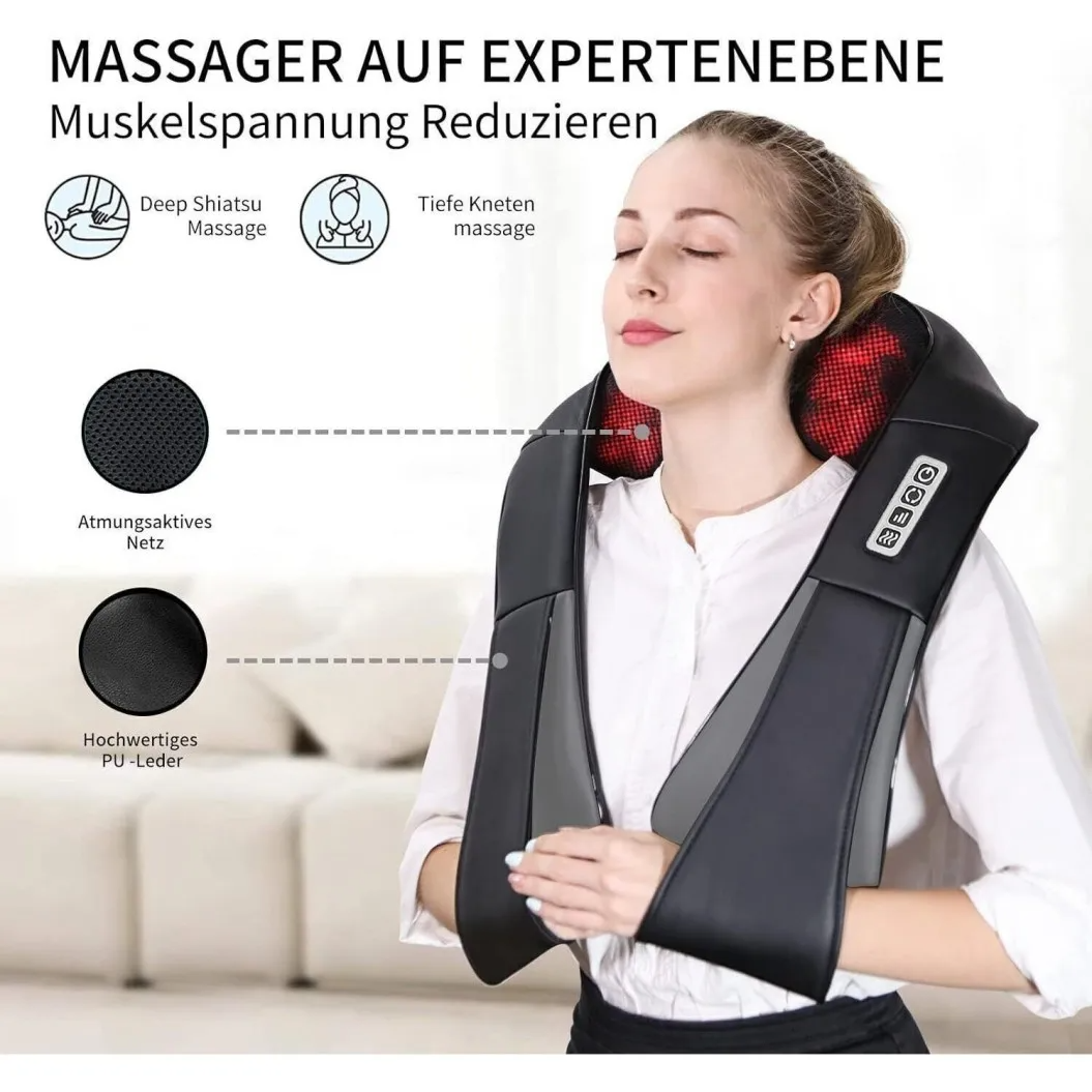 Wireless Neck And Back Massager Shiatsu Deep Kneading Massage Shawl Cervical…