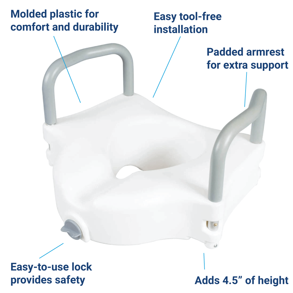 Carex Classics Raised Toilet Seat With Armrests