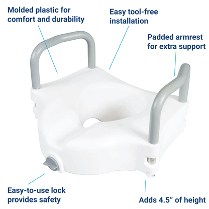Carex Classics Raised Toilet Seat With Armrests