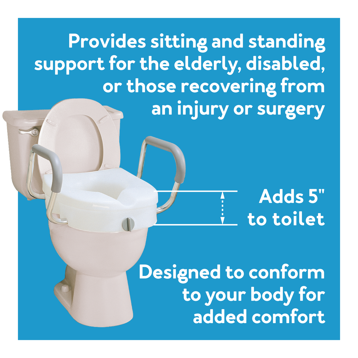 Carex E-Z Lock Raised Toilet Seat with Adjustable Armrests