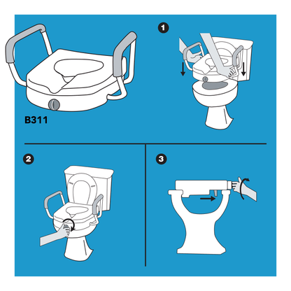 Carex E-Z Lock Raised Toilet Seat with Adjustable Armrests