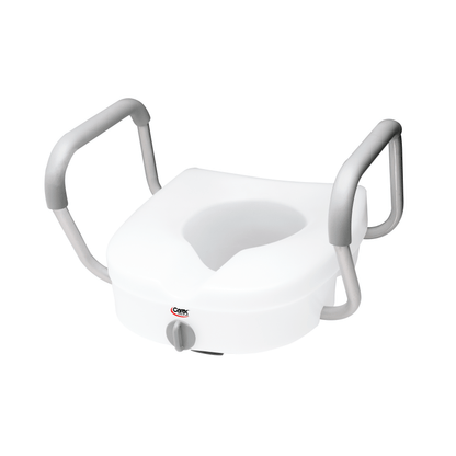 Carex E-Z Lock Raised Toilet Seat with Adjustable Armrests
