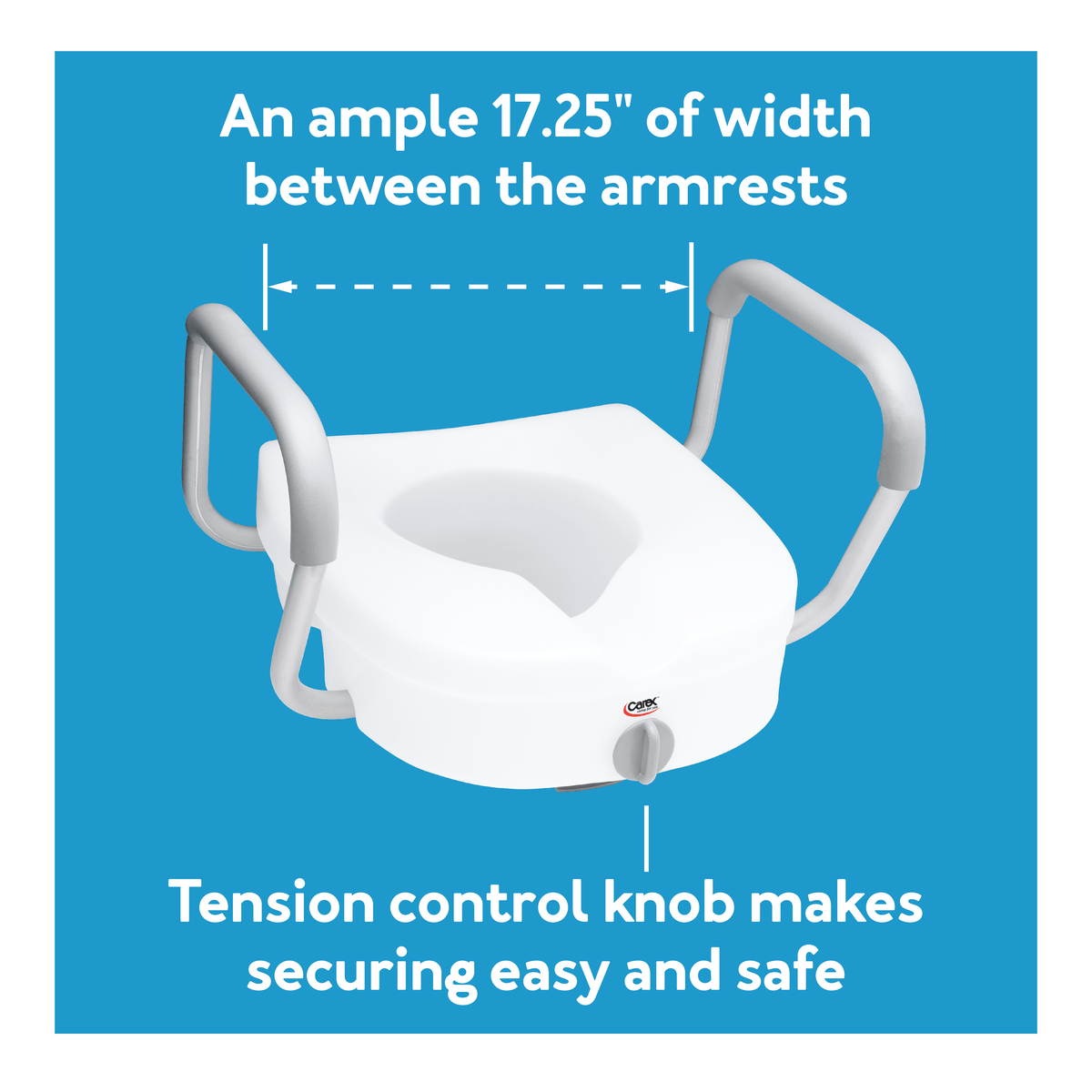 Carex E-Z Lock Raised Toilet Seat with Adjustable Armrests