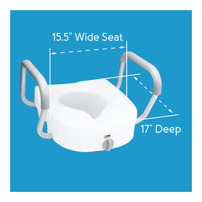 Carex E-Z Lock Raised Toilet Seat with Adjustable Armrests