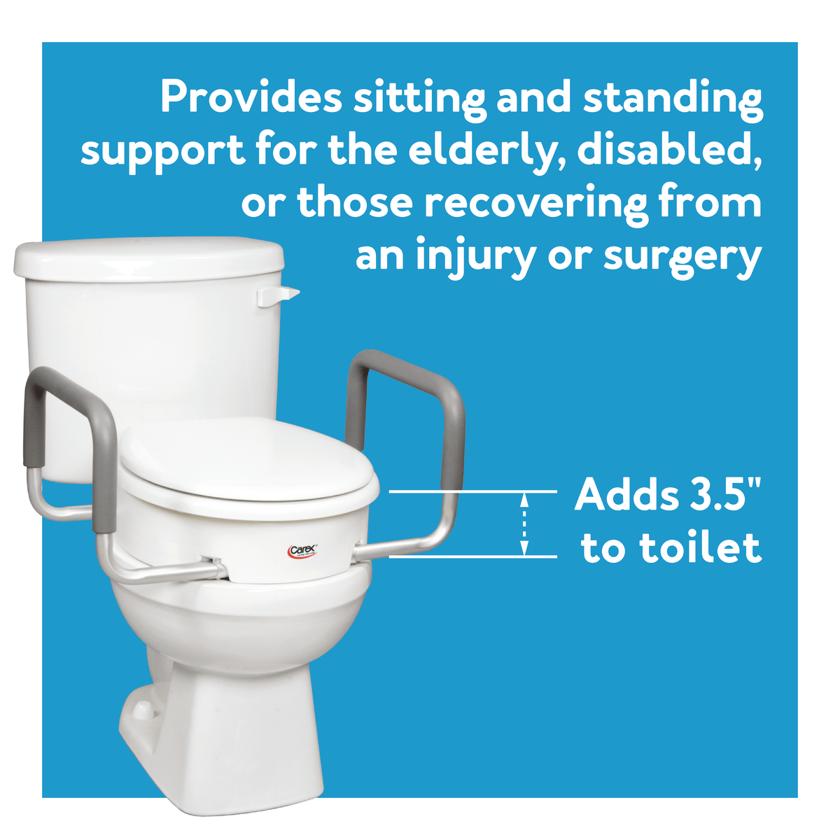 Carex Toilet Seat Elevator with Handles - For Elongated Toilets