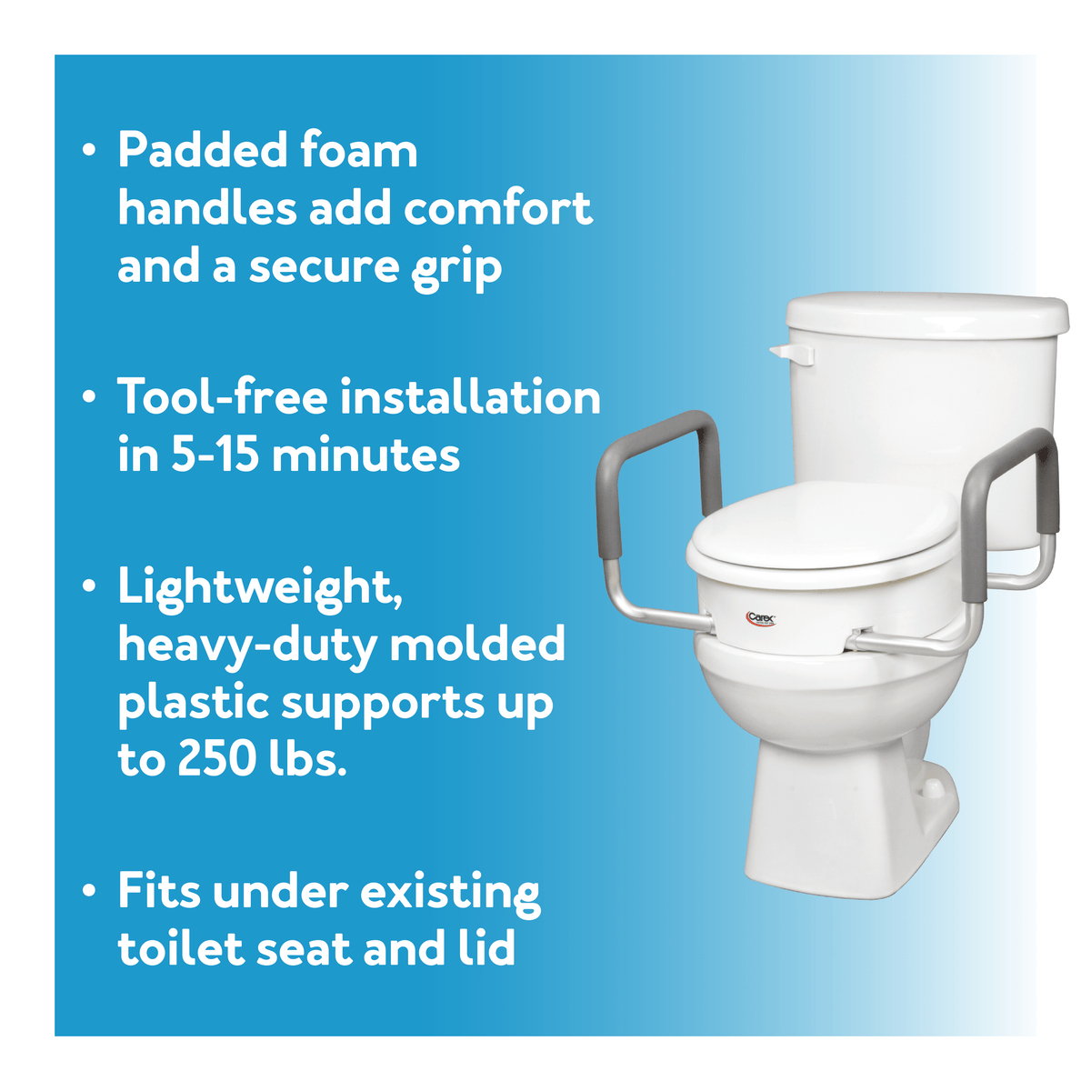 Carex Toilet Seat Elevator with Handles - For Elongated Toilets