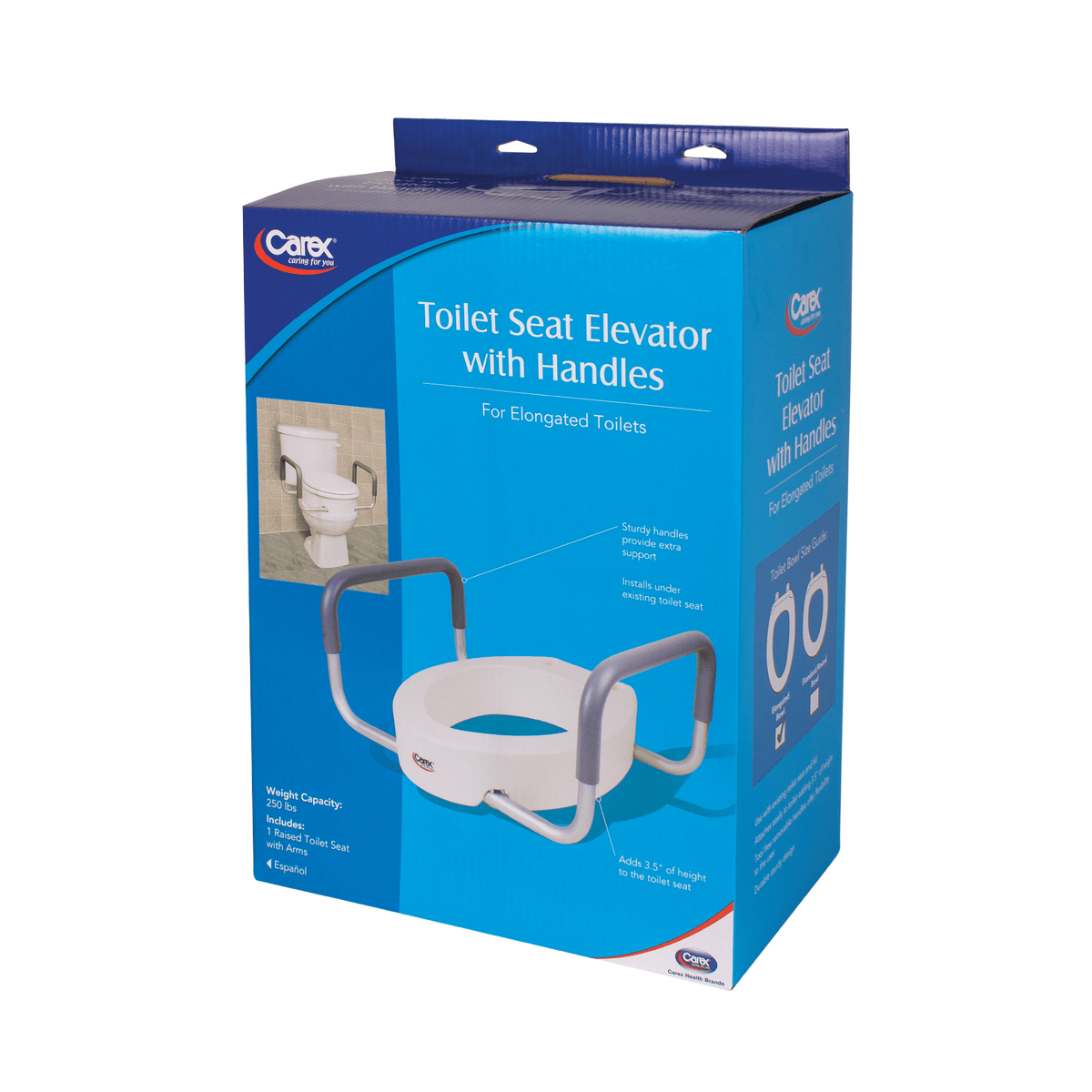 Carex Toilet Seat Elevator with Handles - For Elongated Toilets