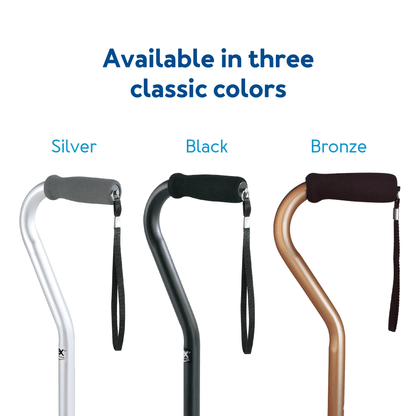 Carex Offset Aluminum Cane with Cushioned Grip and Wrist Strap