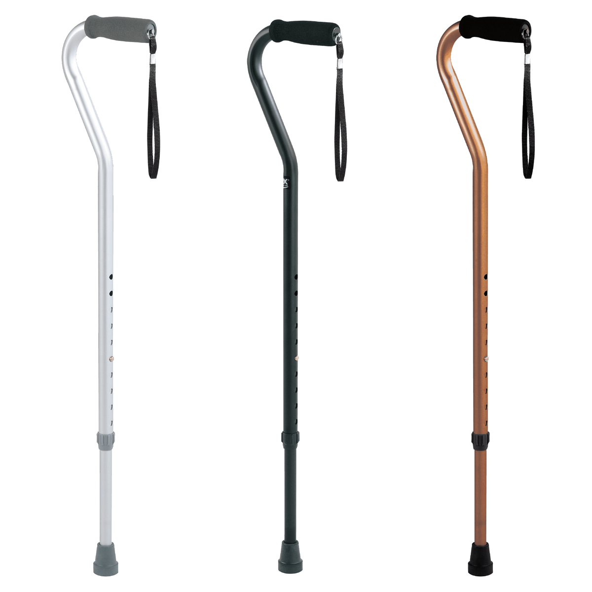 Carex Offset Aluminum Cane with Cushioned Grip and Wrist Strap