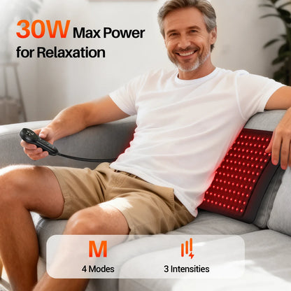 30W 242 LED Wearable Red Light Wrap 24''×12'' for Back Shoulder Knee