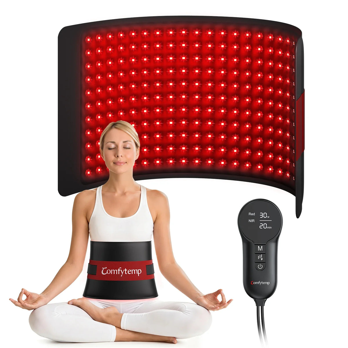30W 242 LED Wearable Red Light Wrap 24''×12'' for Back Shoulder Knee