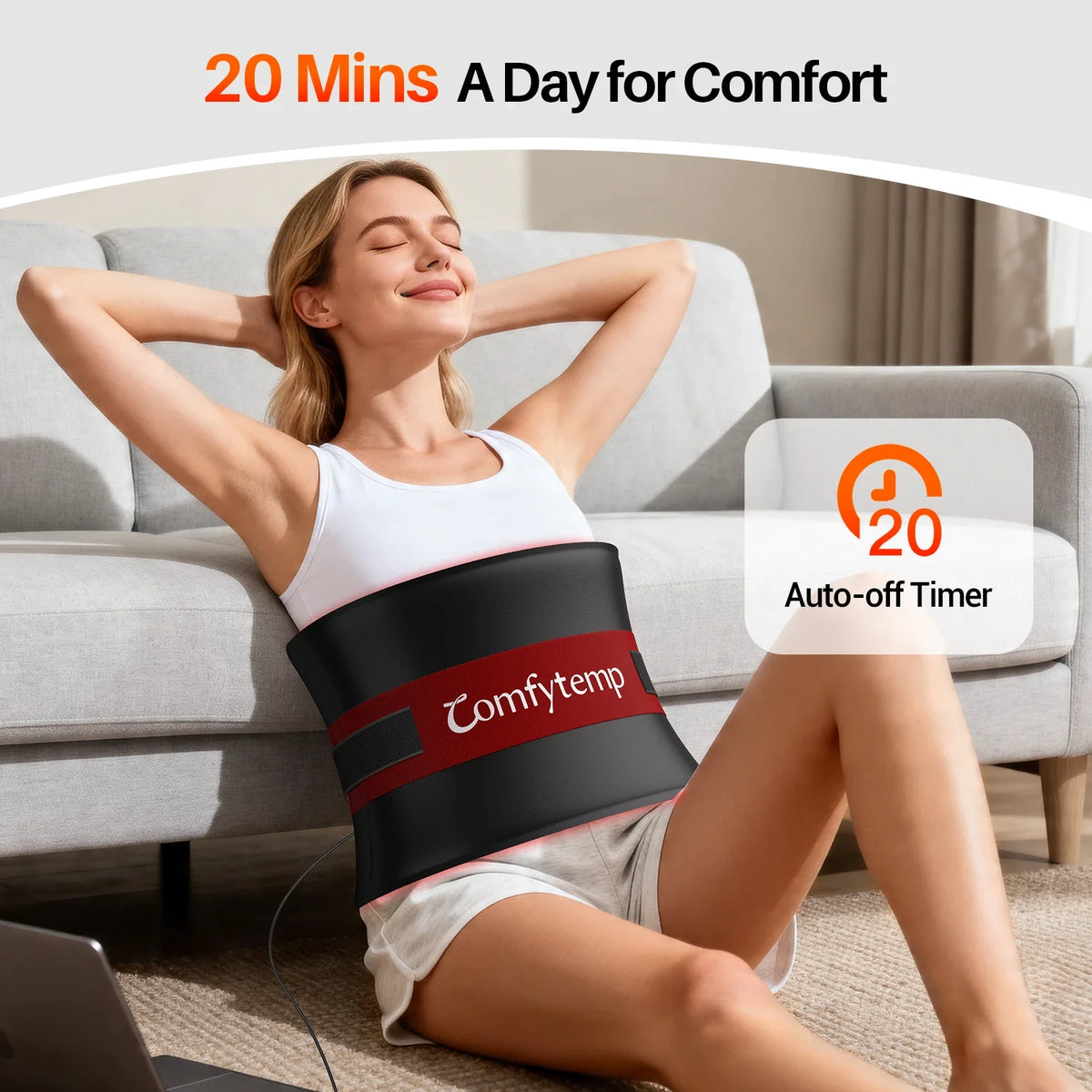 30W 242 LED Wearable Red Light Wrap 24''×12'' for Back Shoulder Knee