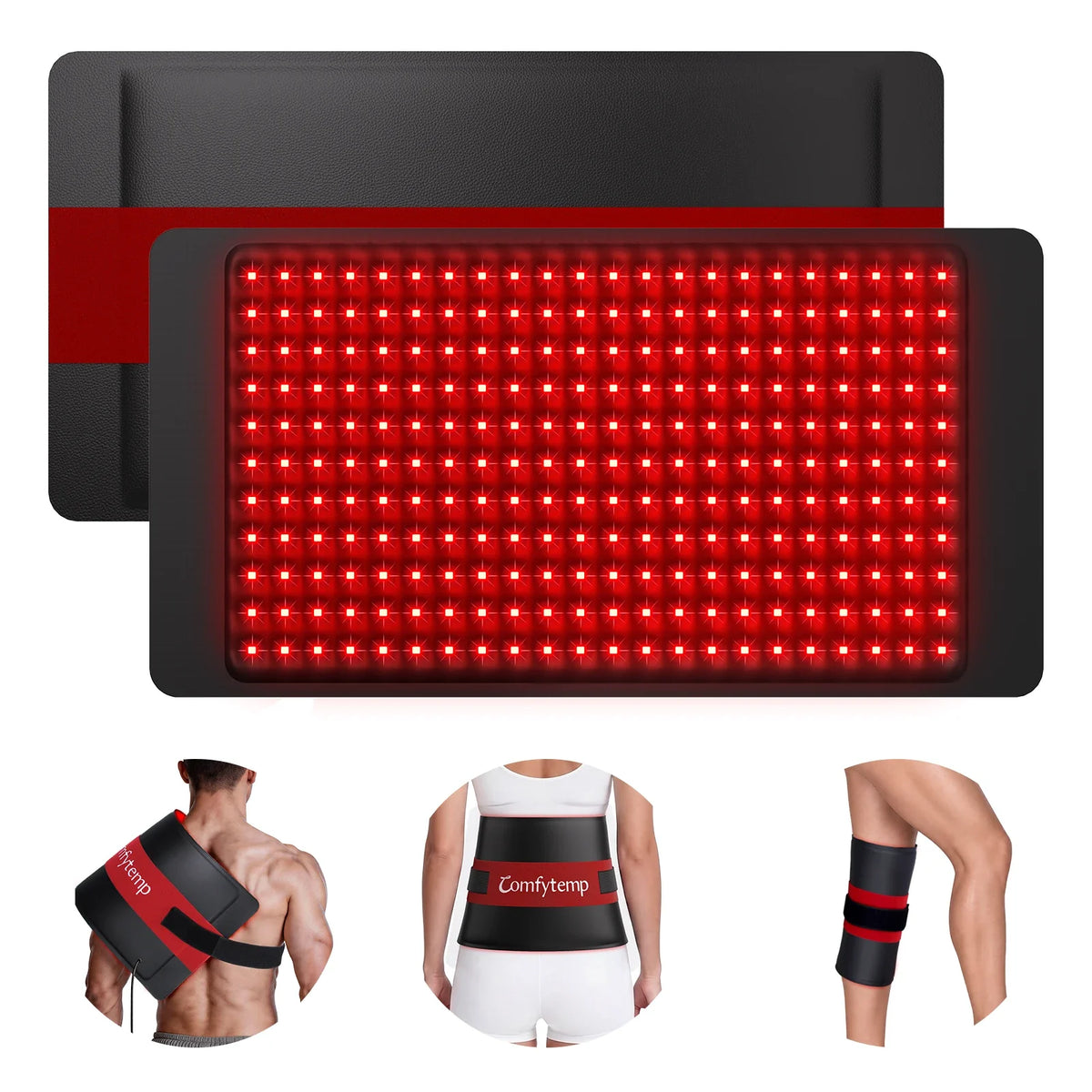 30W 242 LED Wearable Red Light Wrap 24''×12'' for Back Shoulder Knee