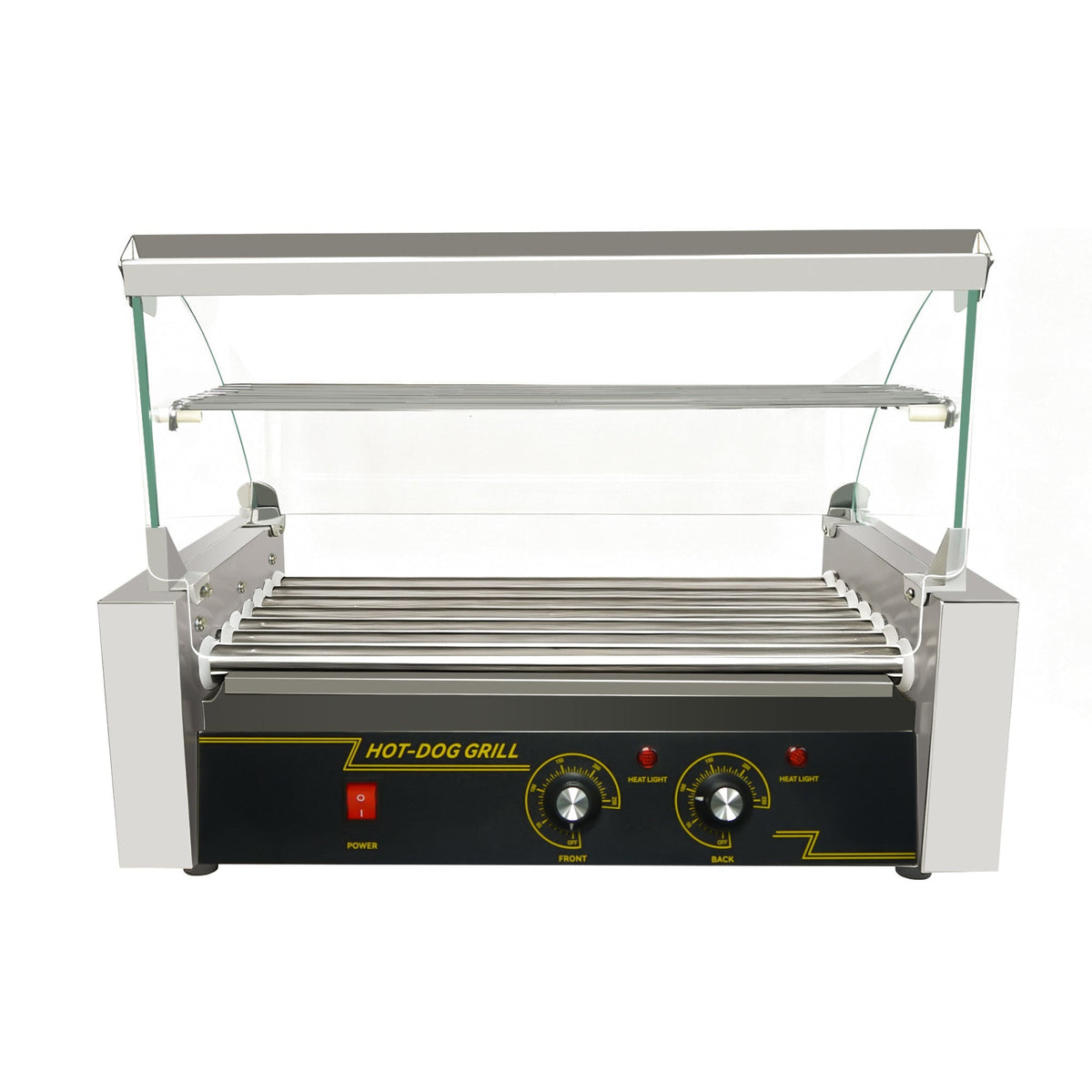 Commercial Hot Dog Roller Grill with Bun Warmer – Dual Temp 5/7/11 Roll Stainless Steel 110V 68450S