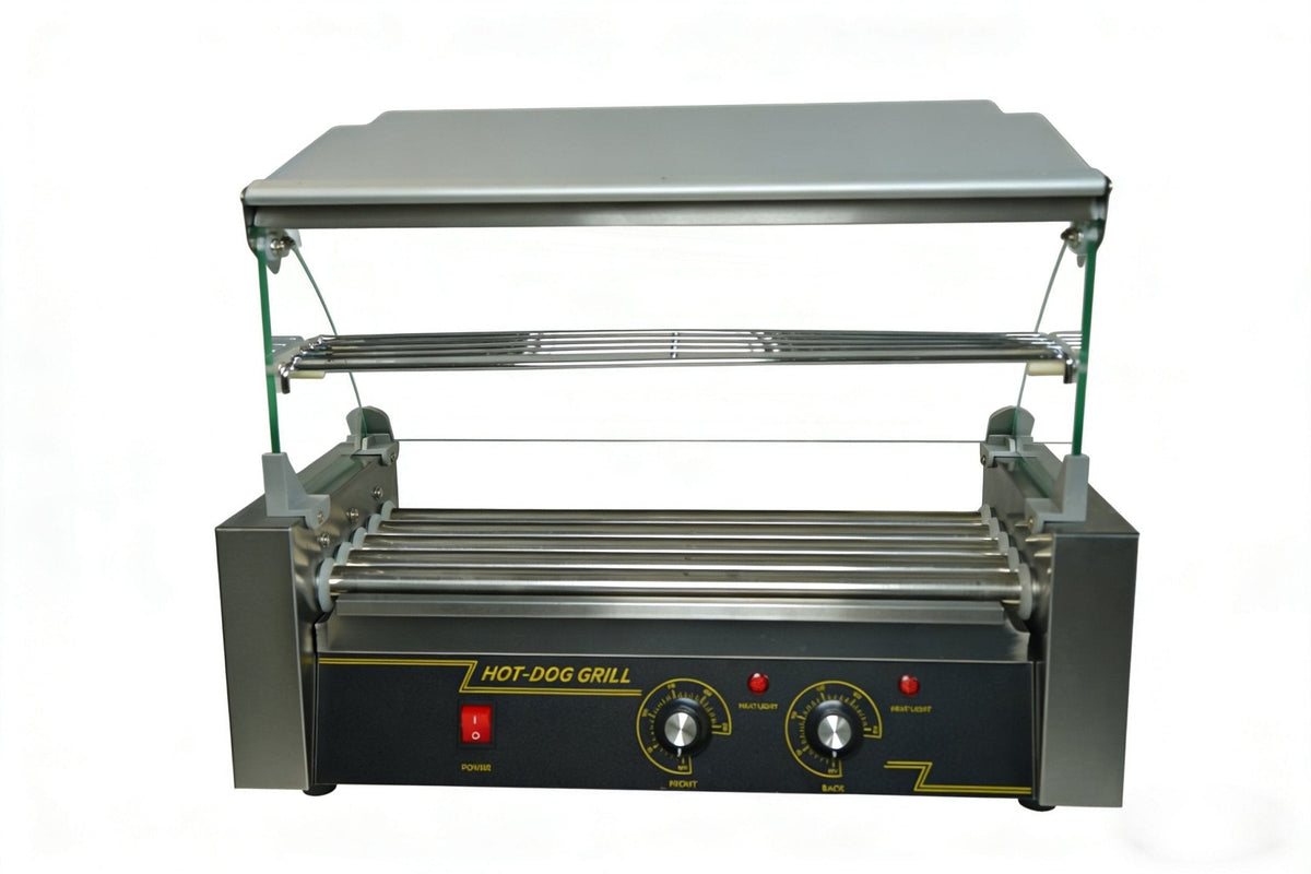 Commercial Hot Dog Roller Grill with Bun Warmer – Dual Temp 5/7/11 Roll Stainless Steel 110V 68450S