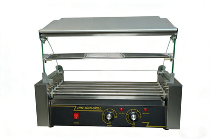Commercial Hot Dog Roller Grill with Bun Warmer – Dual Temp 5/7/11 Roll Stainless Steel 110V 68450S