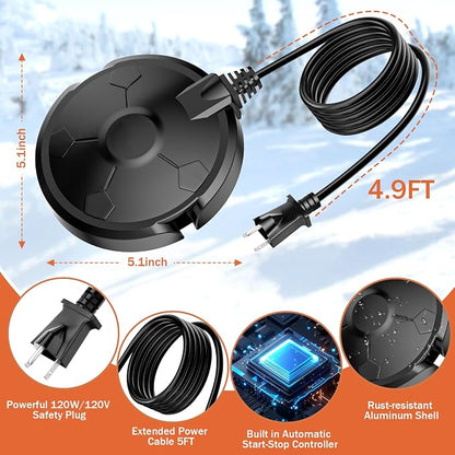 Daoeny 120W Bird Bath Heater – Thermostatic Outdoor Birdbath Deicer, Full-Covered Aluminum Water Heater for Winter