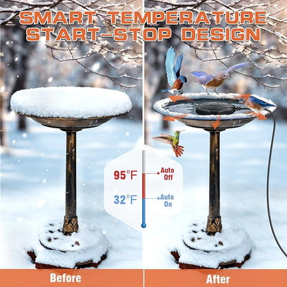 Daoeny 120W Bird Bath Heater – Thermostatic Outdoor Birdbath Deicer, Full-Covered Aluminum Water Heater for Winter