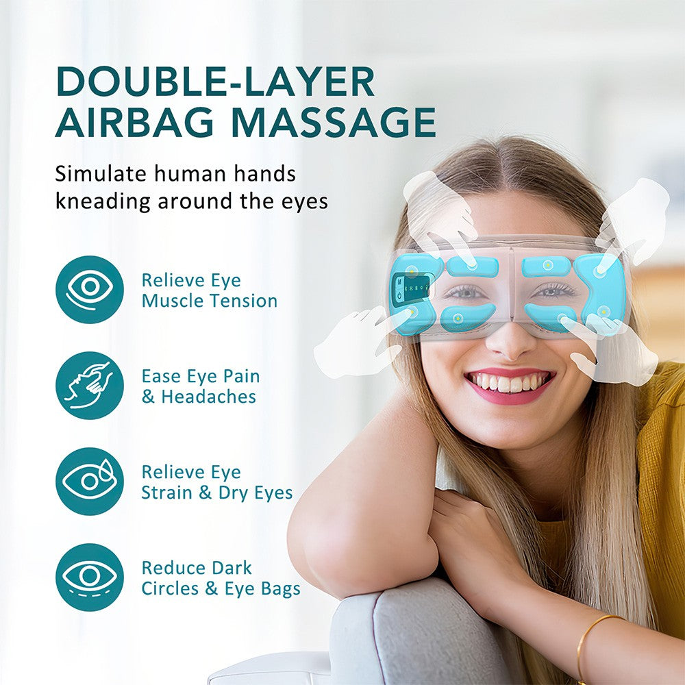 Smart Eye Massager With Vibration,Heat,Airbag Compression & Bluetooth Music