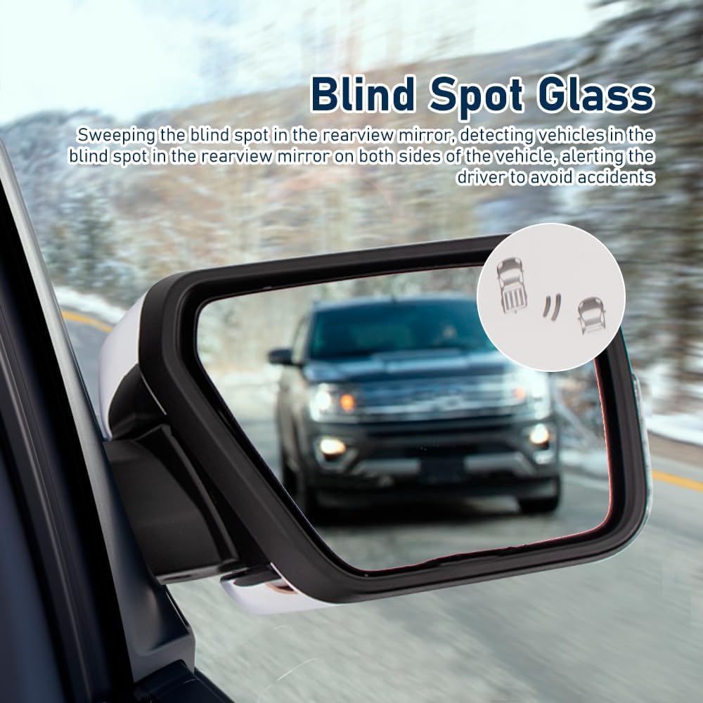 Side Door Mirror for Ford F-150 2021–2024 – Chrome Heated Mirror with Turn Signal & Blind Spot Glass