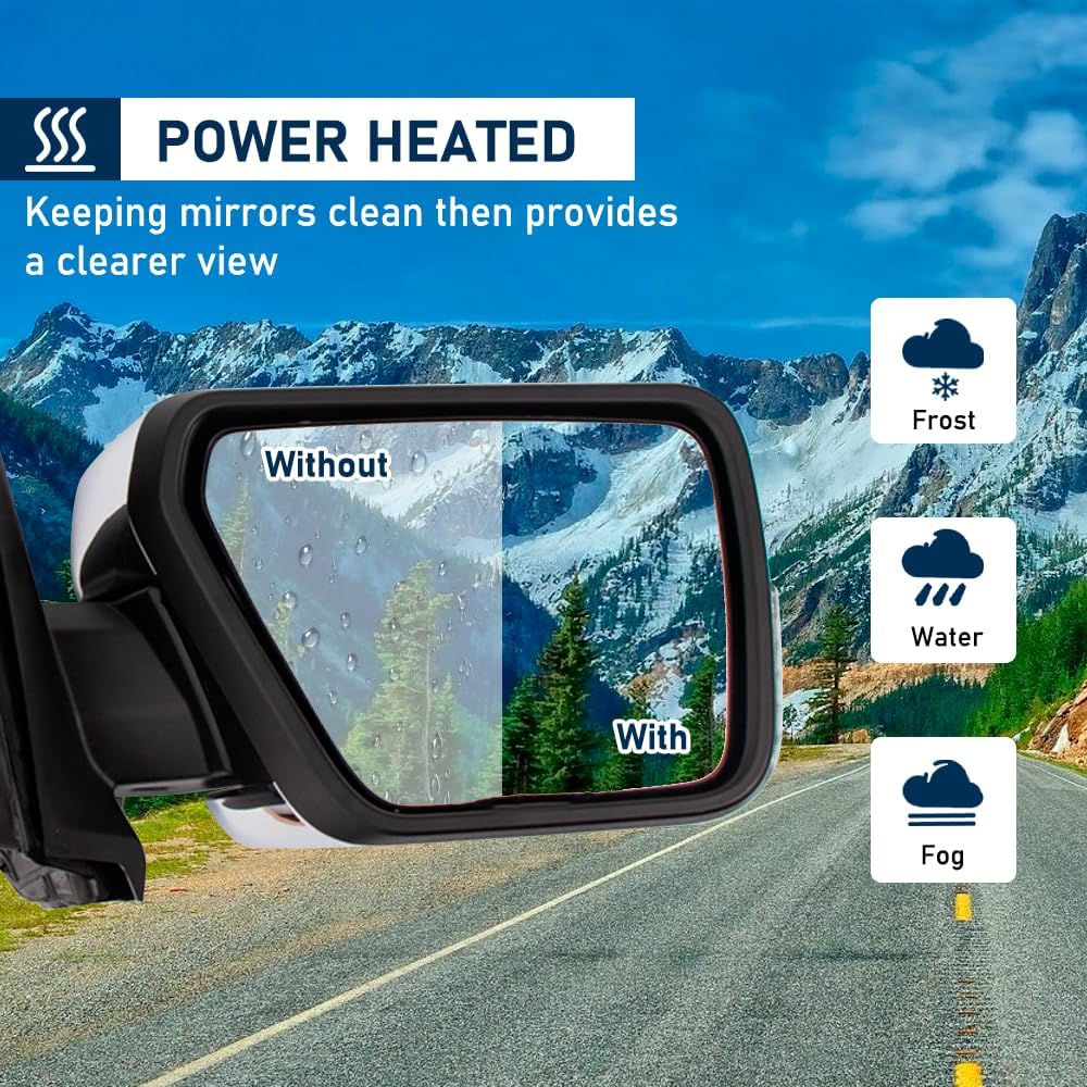 Side Door Mirror for Ford F-150 2021–2024 – Chrome Heated Mirror with Turn Signal & Blind Spot Glass